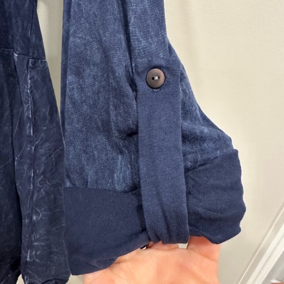 Altar’d State Blue Acid Stone Wash Ruffled Peplum Top Size Medium - Picture 3 of 6